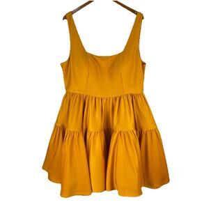 Sleeveless Tiered Mini Dress in Mustard Yellow